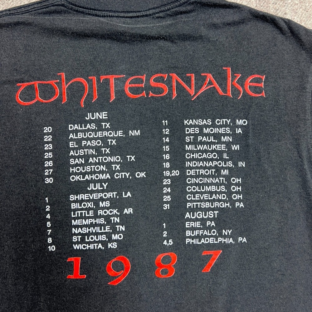 Vintage Whitesnake Shirt Mens Medium Black 1987 Tour - Picture 5 of 11